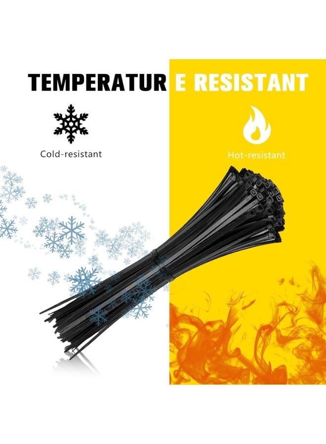 ربطات كابل زيب أسود ، 400 حزمة أحجام مختلفة 4 + 6 + 8 + 12 بوصة ، نايلون ، متعددة الأغراض ، قفل ذاتي - Image 3